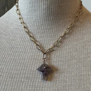 Handmade Amethyst mushroom choker necklace